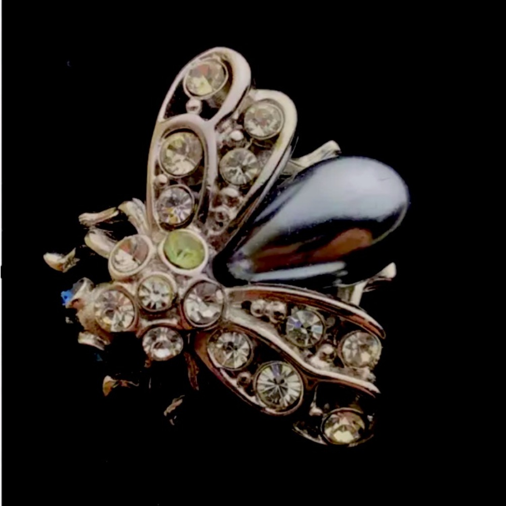 Joan Rivers Bee Brooch Gray Pearl Classic, HTF, Lovely, VGU Stamped RARE